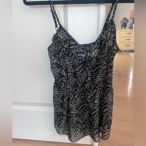 Guess Black Gray Sheer Cami Blouse Tank Top Small